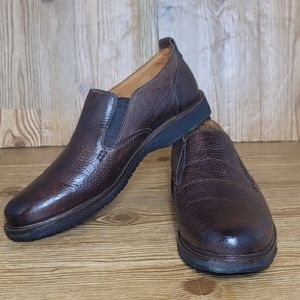 Tommy Bahama Eaton Burnished Cognac Leather Shoes Size 9 Loafer SB9